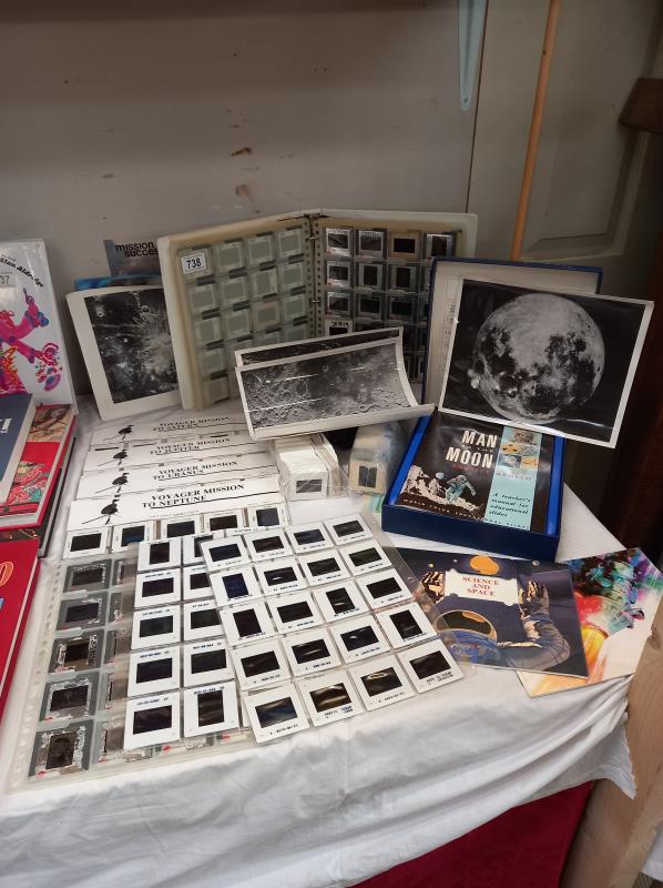 A large selection of Voyager man to the moon and other space related slide sets etc