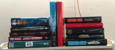 A selection of James Herbert and Stephen King hard back books ( missing it's cover)