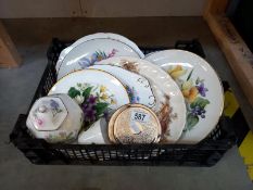An Aynsley wild Tudor lidded pot, quantity of collectors plates, etc