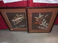 2 x Roy Taylor 1972 framed and glazed prints of fish 57cm x 67cm Collect only