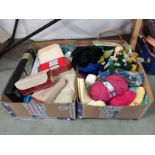 2 boxes of tapestry wool etc, includes 3 boxes of Patons Beehive tapestry wool with contents