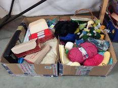 2 boxes of tapestry wool etc, includes 3 boxes of Patons Beehive tapestry wool with contents