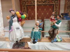 3 Royal Doulton figurines including Biddy Pennyfarthing, Twilight and The Puppet Maker