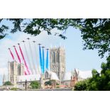 Red Arrows Over Lincoln Cathedral - A framed and glazed photograph by Chris Burke (Donated by