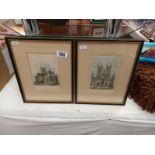 2 framed and glazed 19thC engravings of Lincoln cathedral