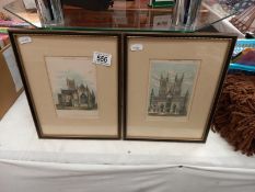 2 framed and glazed 19thC engravings of Lincoln cathedral