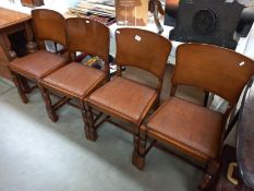 A set of 4 1930's oak dining chairs