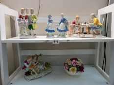 5 continental porcelain figure groups and an Aynsley rose bowl ornament