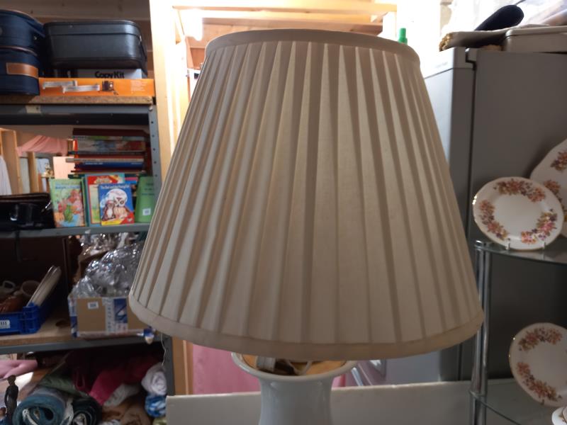 A tall white table lamp with shade. A/F COLLECT ONLY. - Image 5 of 7