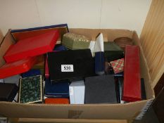 A box of assorted jewellery boxes.