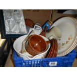 A tray of ceramic dinner ware etc.,