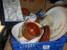 A tray of ceramic dinner ware etc.,