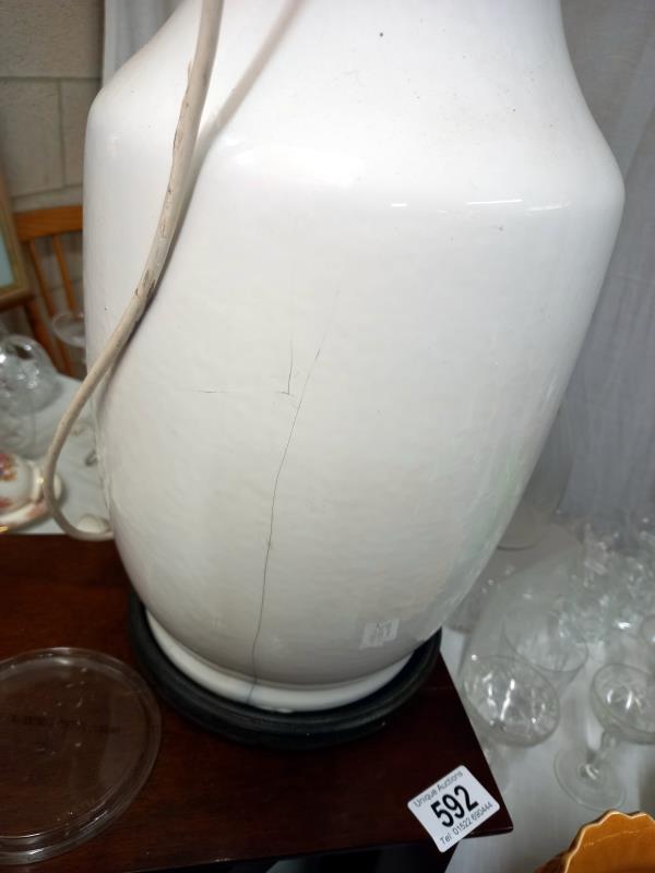 A tall white table lamp with shade. A/F COLLECT ONLY. - Image 7 of 7