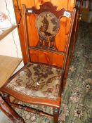 An Edwardian bedroom chair. COLLECT ONLY.