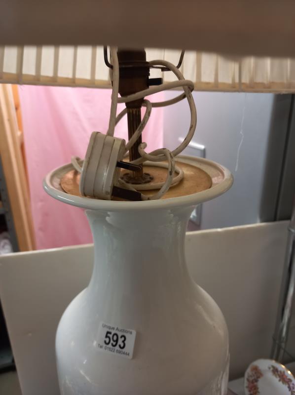 A tall white table lamp with shade. A/F COLLECT ONLY. - Image 3 of 7