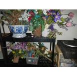 A quantity of artificial flowers and vases. COLLECT ONLY.