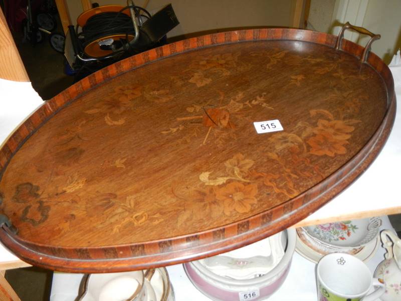 A Victorian mahogany inlaid tray.