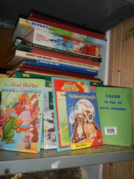 A quantity of mid 20th century children's books including Enid Blyton, Beano etc.,