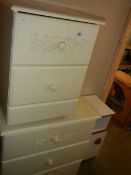A three drawer bedroom chest with matching bedside and another bedside. COLLECT ONLY.