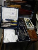 A mixed lot of cased cutlery etc.,