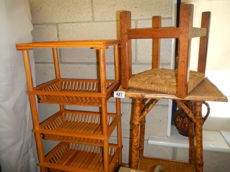 A kitchen rack, bamboo table etc., COLLECT ONLY.