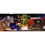 A quantity of Christmas decorations including bell, tree, ornaments & crackers etc.