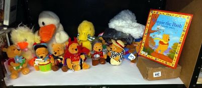 A quantity of cuddly toys including Winnie The Pooh etc.