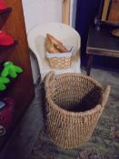 A bedroom chair, linen basket etc., COLLECT ONLY.