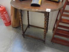 An oval table on bobbin turned legs and another table, COLLECT ONLY.