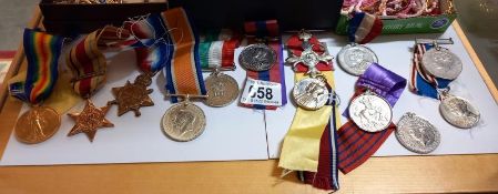 A mixed lot of medals.