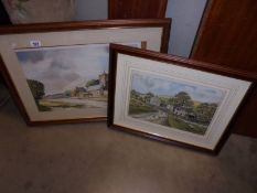 Two framed and glazed rural scene watercolours, COLLECT ONLY.