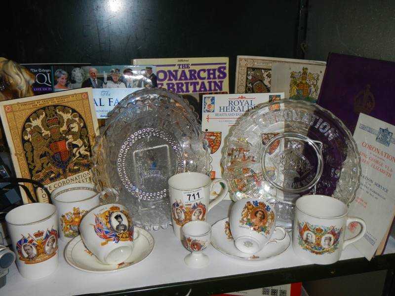 A mixed lot of Royalty books and ceramics.