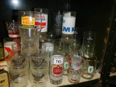 A mixed lot of brewery and other advertising glasses. COLLECT ONLY.