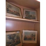 A set of four framed and glazed French hunting scenes.