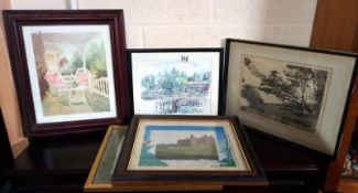 A quantity of framed and glazed prints.