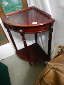 A mahogany effect corner table, COLLECT ONLY.