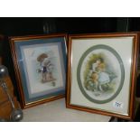 A pair of framed and glazed decoupage pictures.