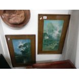 A pair of oak framed prints. COLLECT ONLY.