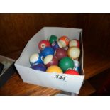 An incomplete set of pool balls.