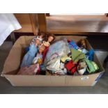 A box of Sindy/Barbie STYLE/type Dolls with clothing