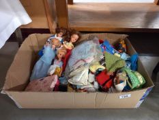 A box of Sindy/Barbie STYLE/type Dolls with clothing