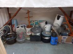 A mixed lot of kitchenalia including meat grinder, slow cooker & radio etc