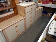 A clean cream bedroom chest of drawers x 4 including 2 bedsides