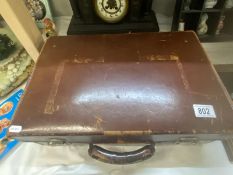 A vintage leather suitcase