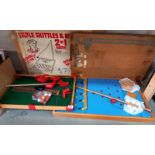 A vintage table top snooker and table skittles/bagatelle games