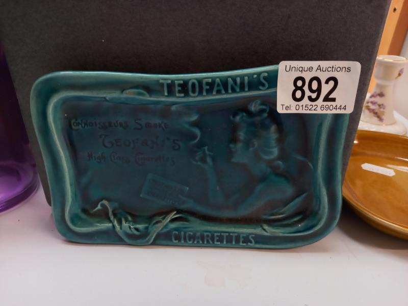 A Teofani's cigarettes advertising dish