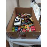 A box of play worn mainly Matchbox die cast cars