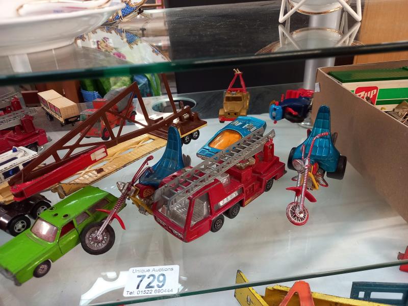 A box of play worn die cars including Matchbox, Corgi etc. Including Spiderman bike, Easy rider - Image 3 of 6