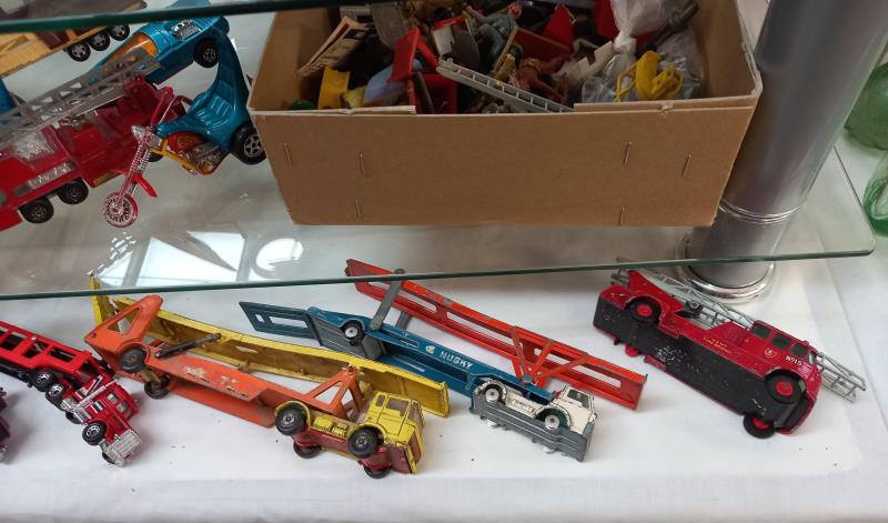 A box of play worn die cars including Matchbox, Corgi etc. Including Spiderman bike, Easy rider - Image 6 of 6