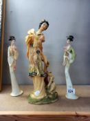 3 Geisha girl figurines